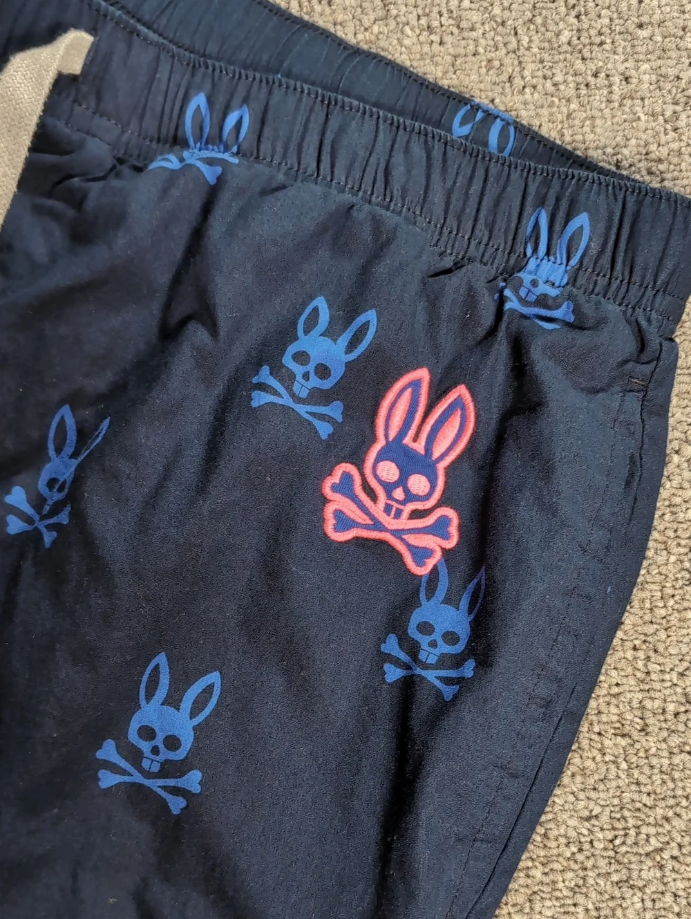 Psycho Bunny Lounge Sleep Pants Size XL All Over Bunny Print Navy Blue Cotton